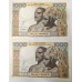 WEST AFRICAN STATES 1965 . ONE THOUSAND 1,000 FRANCS BANKNOTES . CONSECUTIVE PAIR